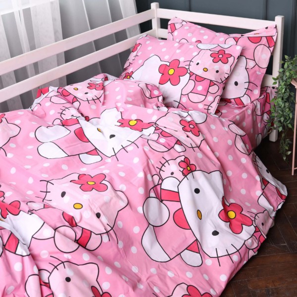 Фото - Комплект постельного белья детский MirSon 110х140 см Kids Time 17-0864 Hello Kitty Pink Бязь (2200011863108)